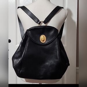 Christian Dior Black Leather Backpack. Vintage. Medium Size.